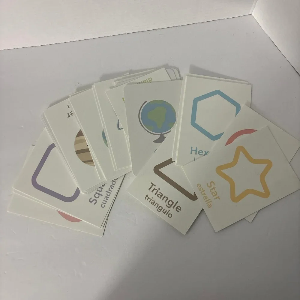 Bilingual English Spanish Flash Cards Toddler Preschool Learning Educational Set